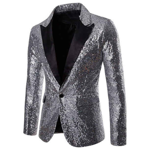 Mens Casual Charm One Button Fit Suit Blazer Coat Jacket Sequin Party Top Mens Casual Charm One Button Fit Suit Blazer Coat Jacket Sequin Party Top